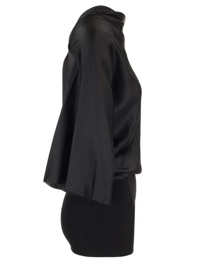 Rick Owens Charmeuse Viscose Cylinder Neck Top Jackets Black In Black