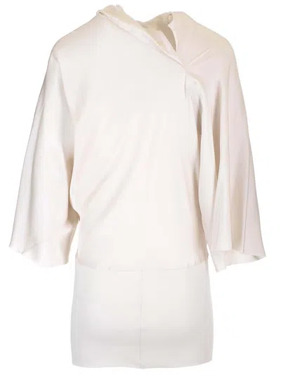 Rick Owens Charmeuse Viscose Cylinder Neck Top Jackets White In Neutral
