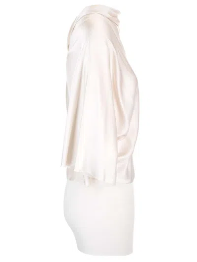 Rick Owens Charmeuse Viscose Cylinder Neck Top Jackets White In Neutral