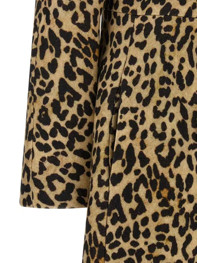Valentino Leopard Print Belted Coat In Animal Print