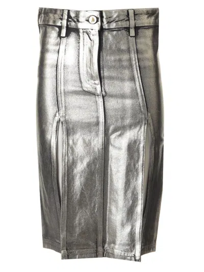 Attico Knee Length And Midi Skirt In Silver