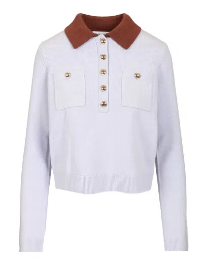 Self-portrait Sweater With Classic Contrast Collar In Blue