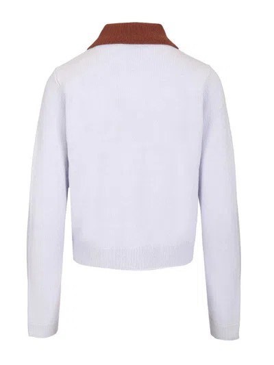 Self-portrait Sweater With Classic Contrast Collar In Blue