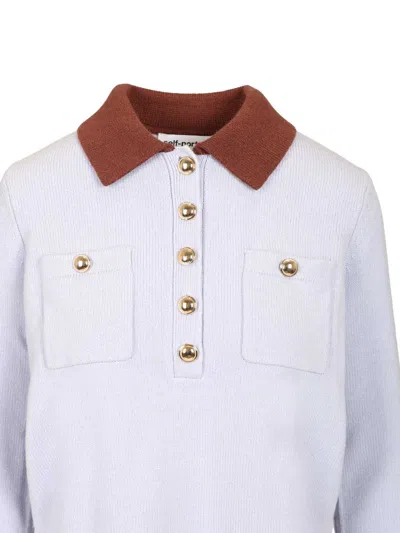 Self-portrait Sweater With Classic Contrast Collar In Blue