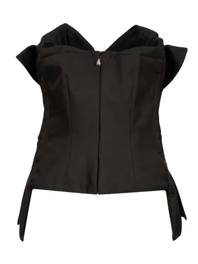Alexander Mcqueen Alexander Mc Queen Black Corset Top In Silk Blend In Black