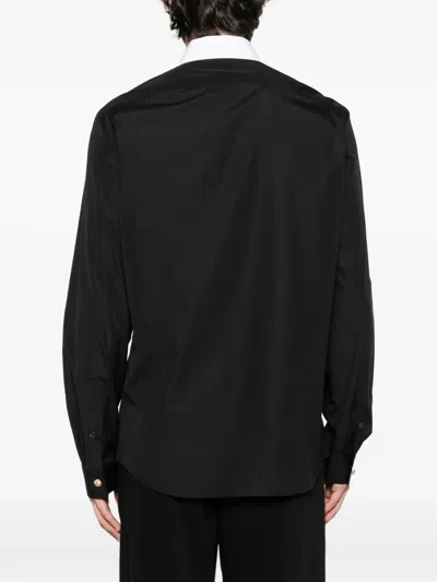 Balmain Collar Contrast Long Sleeves Shirt In Black