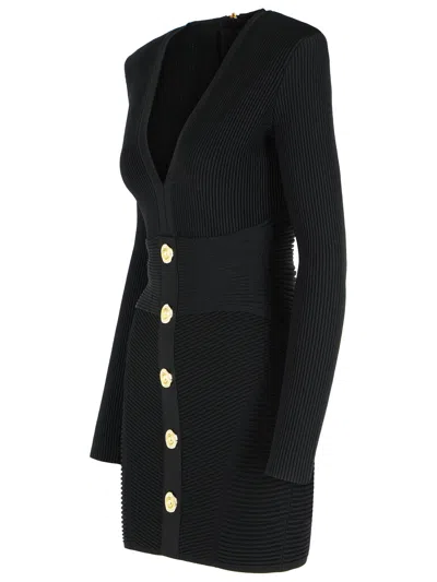 Balmain Short Dress In Black Viscose Blend In Black