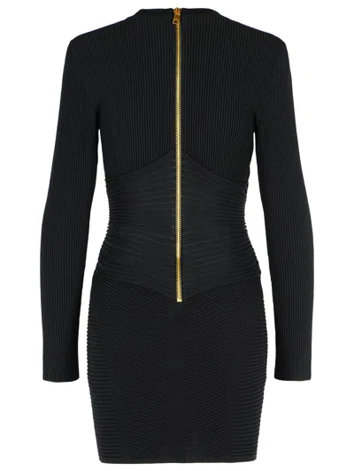 Balmain Short Dress In Black Viscose Blend In Black