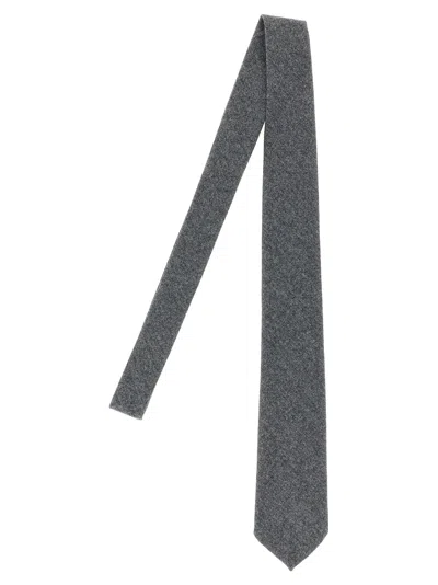 Barba Napoli Slim Wool Tie Textured Fabric In Gray