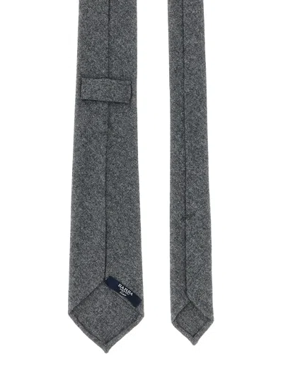 Barba Napoli Slim Wool Tie Textured Fabric In Gray