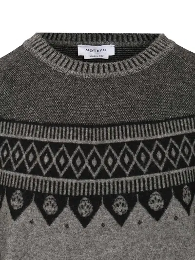 Alexander Mcqueen Mcqueen Skull Fair Isle Wool Crewneck Sweater In Multi