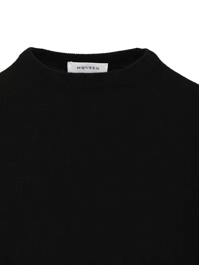 Alexander Mcqueen Crew Neck Long Sleeves Knitwear Black In Black