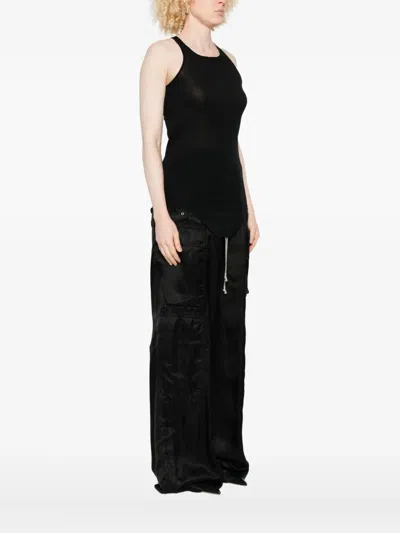 Rick Owens Racer-back Curved-hem Top In Black