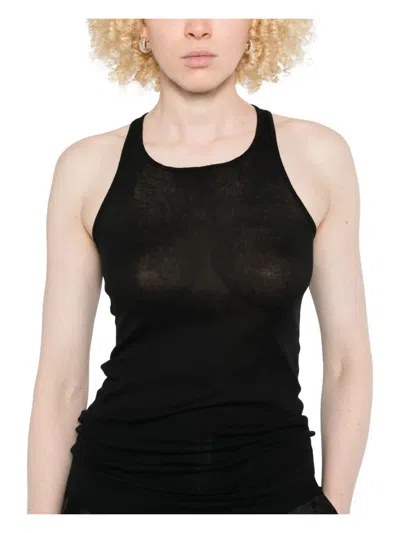 Rick Owens Racer-back Curved-hem Top In Black
