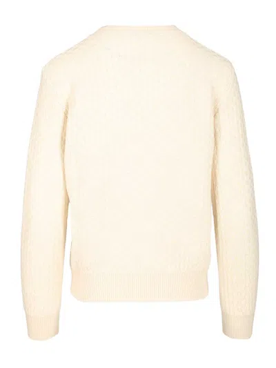 Retori Damier Wool And Silk Jacquard Jacquard Crewneck Knitwear White In Neutral