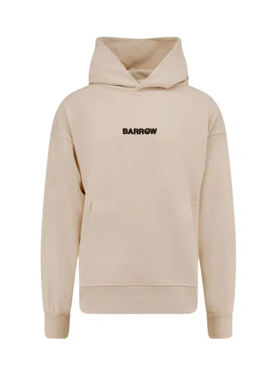 Barrow Hooded Cotton Sweatshirt Back Print In Neutral
