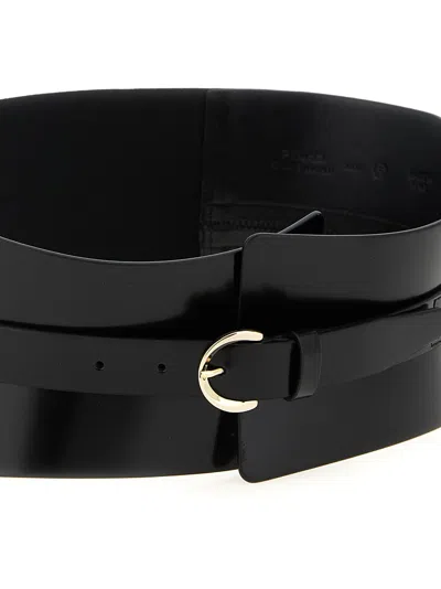 Pinko Wide Glossy Finish Elastic Back Belt In Black