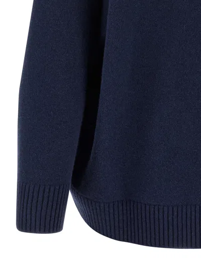 Alberta Ferretti V-neck Cashmere And Silk Blend Cardigan With Crystal Embroidery In Blue