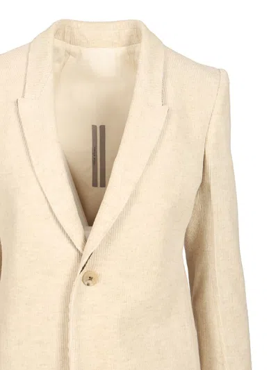 Rick Owens Extreme Soft Blazer In Corduroy Jackets White In Neutral