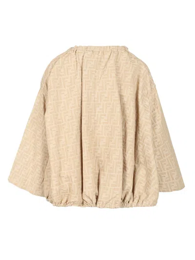 Fendi Ff Chambray Jacket Jackets Beige In Brown