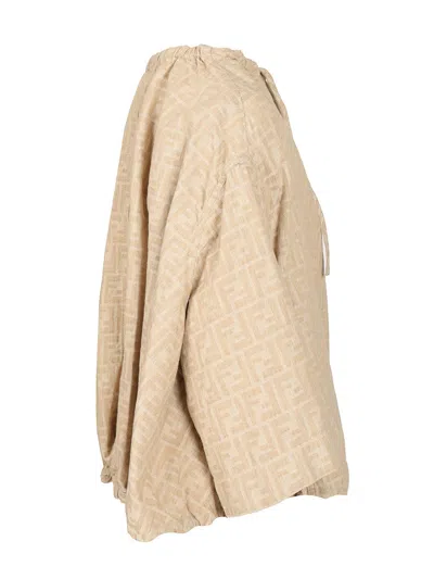 Fendi Ff Chambray Jacket Jackets Beige In Brown