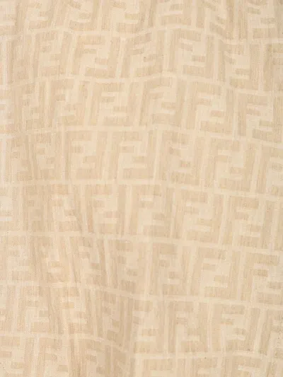 Fendi Ff Chambray Jacket Jackets Beige In Brown