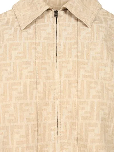 Fendi Collared Monogram Cropped Short Sleeves In Brown