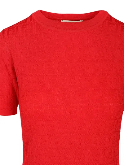 Fendi Ff Cotton And Viscose Dress Dresses Red In Red