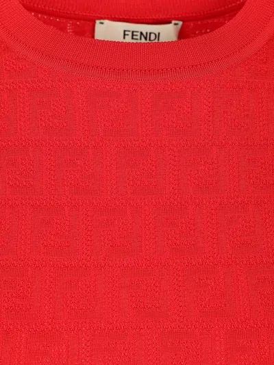 Fendi Ff Cotton And Viscose Dress Dresses Red In Red