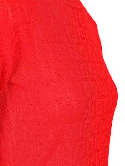 Fendi Ff Cotton And Viscose Dress Dresses Red In Red