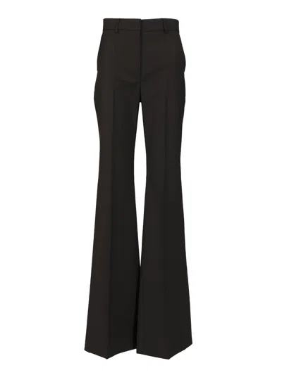 Sportmax Flared Virgin Wool Tailored Trousers In Black