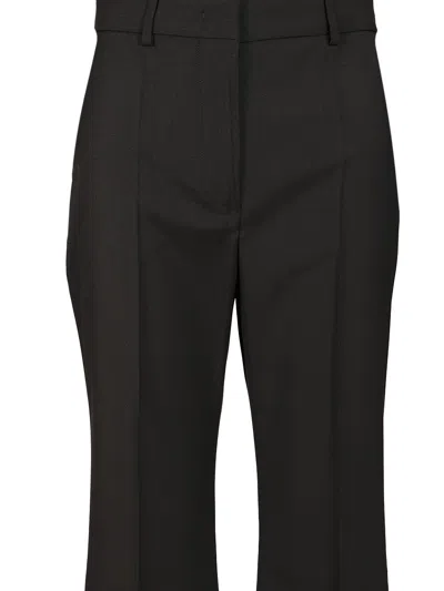 Sportmax Flared Virgin Wool Tailored Trousers In Black