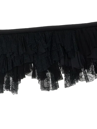 Alberta Ferretti Georgette Collar With Flounces And Lace Fringes In Black