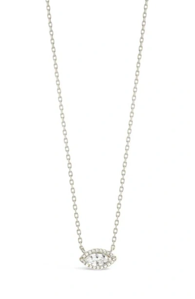 Sterling Forever Jamie Marquise Cubic Zirconia Pendant Necklace In Metallic