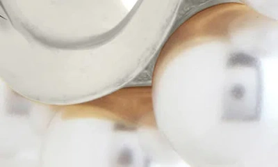 Sterling Forever Faux Pearl Hoop Earrings In Metallic