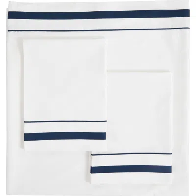 Melange Home 300 Thread Count Percale Border Sheet Set In Blue