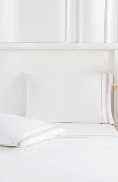 Melange Home 300 Thread Count Percale Border Sheet Set In White