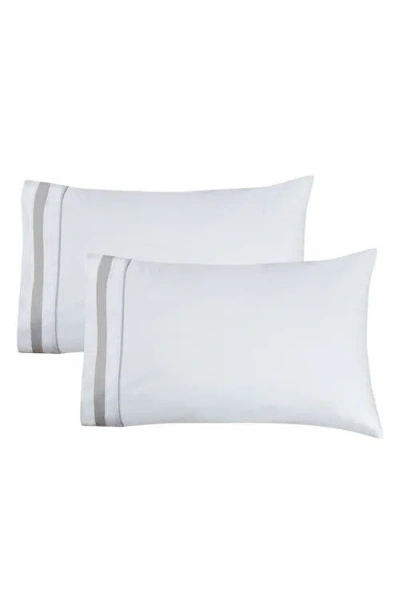 Melange Home 300 Thread Count Percale Border Sheet Set In White