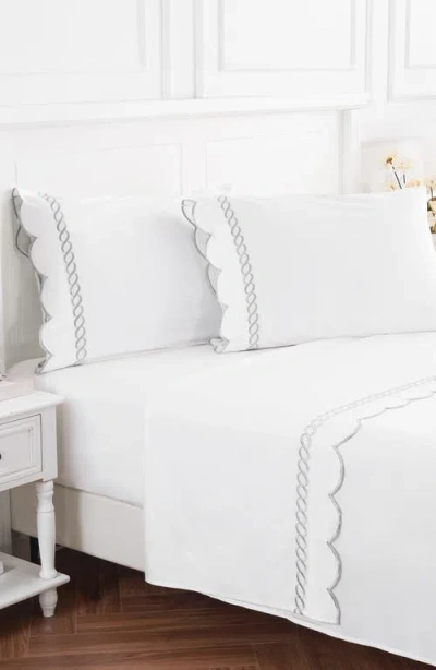Melange Home Scallop Rope 600 Thread Count Sheet Set In Gray
