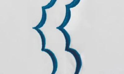 Melange Mélange Home 300 Thread Count Percale Cotton Double Scalloped Embroidery Sheet  Set In Blue