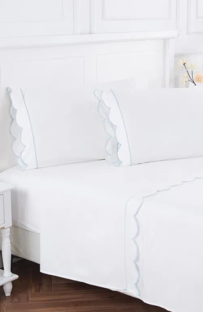 Melange Home Scallop Frame 300 Thread Count Sheet Set In White