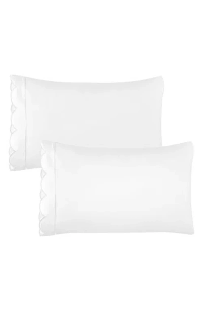 Melange Home Scallop Frame 300 Thread Count Sheet Set In White