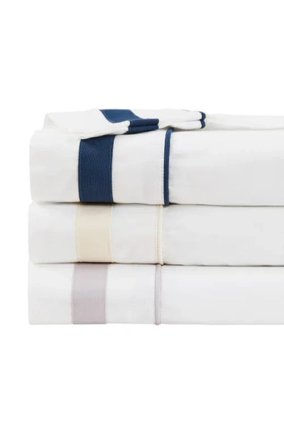 Melange Home 300 Thread Count Percale Border Sheet Set In White