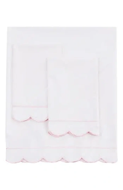 Melange Home Scallop Frame 300 Thread Count Sheet Set In White