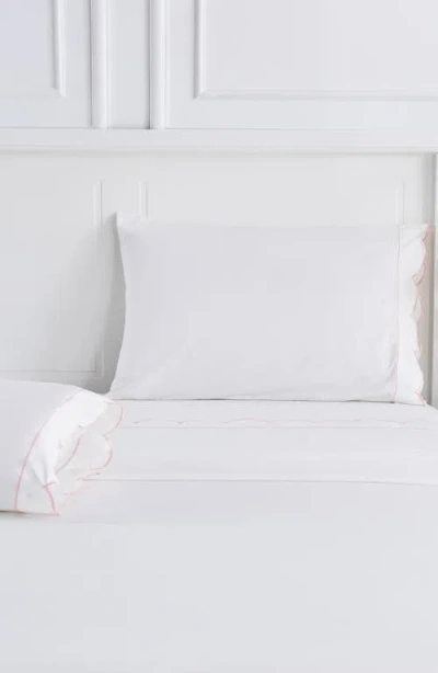 Melange Home Scallop Frame 300 Thread Count Sheet Set In White