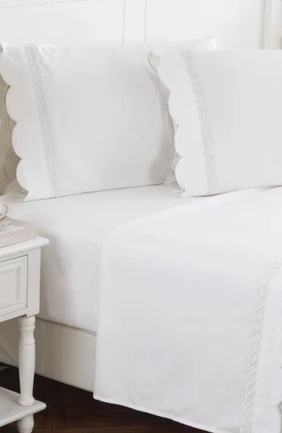 Melange Home Scallop Rope 600 Thread Count Sheet Set In White