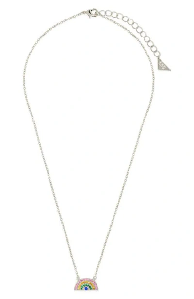 Sterling Forever Shades Of Rainbow Cubic Zirconia Pendant Necklace In Metallic