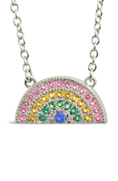 Sterling Forever Shades Of Rainbow Cubic Zirconia Pendant Necklace In Metallic