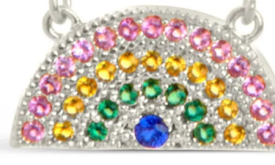 Sterling Forever Shades Of Rainbow Cubic Zirconia Pendant Necklace In Metallic