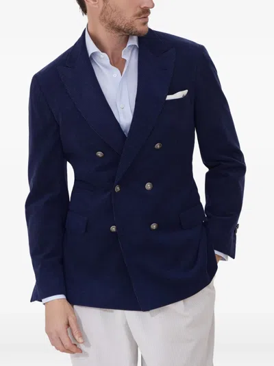 Brunello Cucinelli Deconstructed One-and-a-half-breasted Corduroy Blazer In Blue
